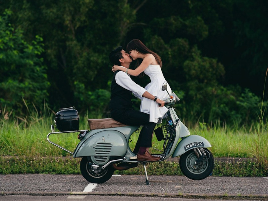 Volkswagen cars in Singapore: VW Beetles, Cabriolets, scooters, vintage bicycles, and other unique ways to make an entrance at your wedding