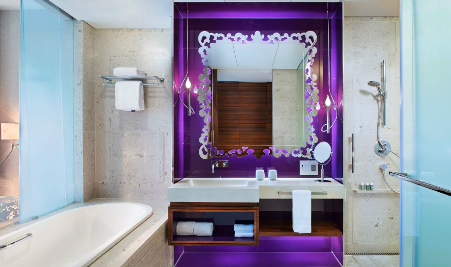 The bathroom of the Fabulous Room is just as eye-popping (Credit: W Singapore - Sentosa Cove)