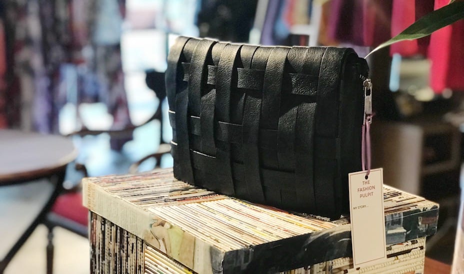 A pre-loved black clutch at The Fashion Pulpit: Singapore's first clothes swapping boutique.