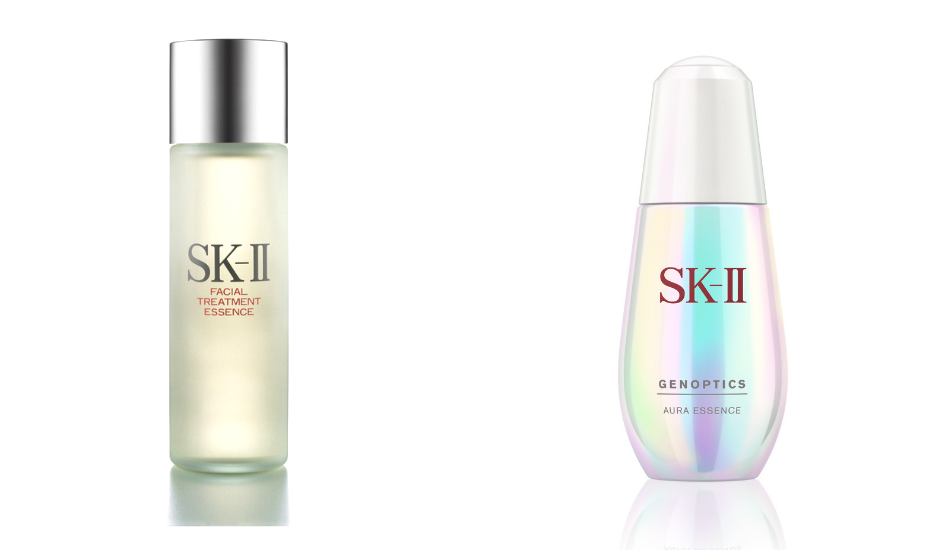 SK-II’s Facial Treatment Essence, the key essence product for mochi-like skin and GenOptics Aura Essence for radiant, glowing complexion