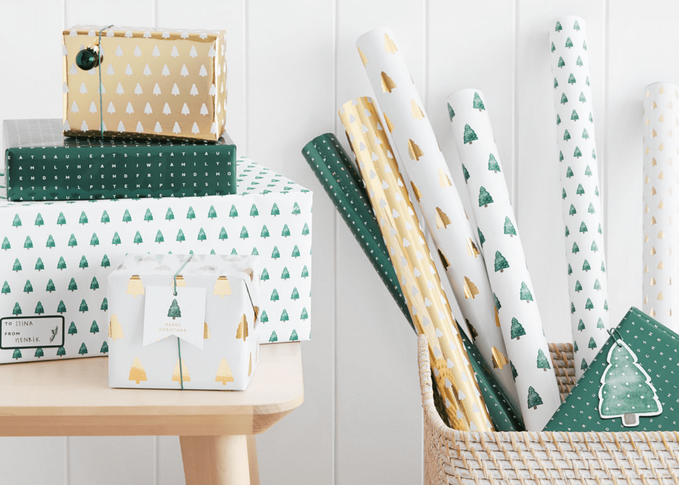 Pretty wrapping paper, boxes and ribbons for all your gifts