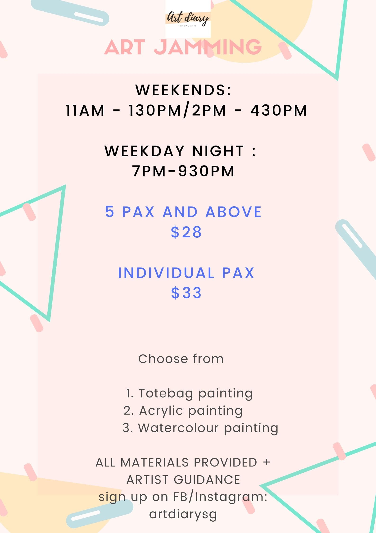 Art Jamming for family and friends Singapore