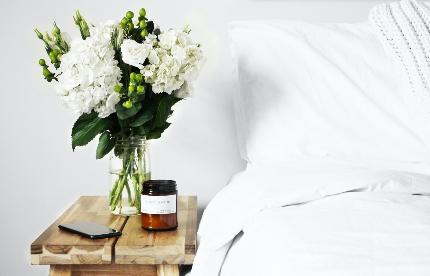 bedside table with plant | self-care