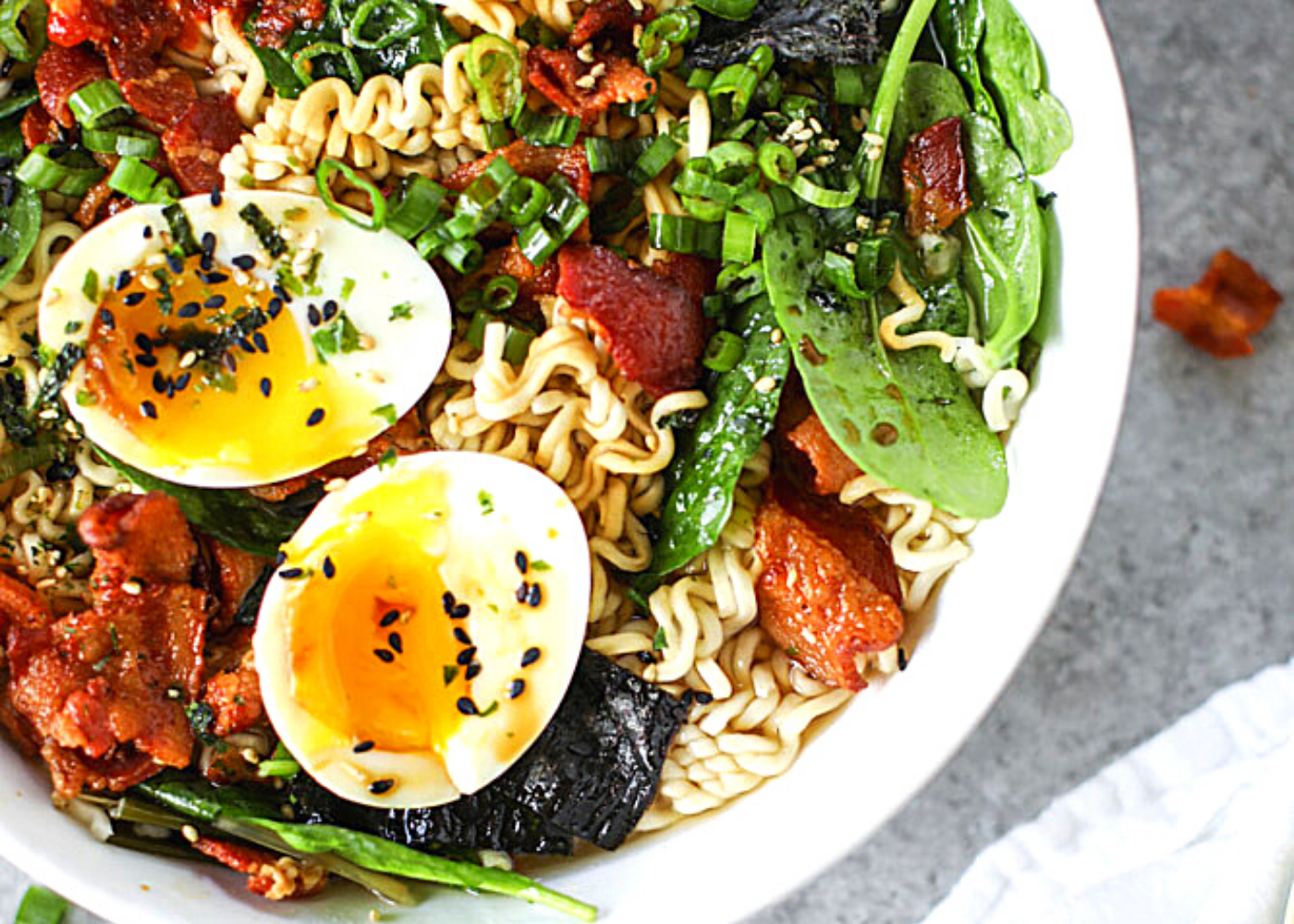 Best upgraded instant noodle recipes: Bacon and eggs ramen