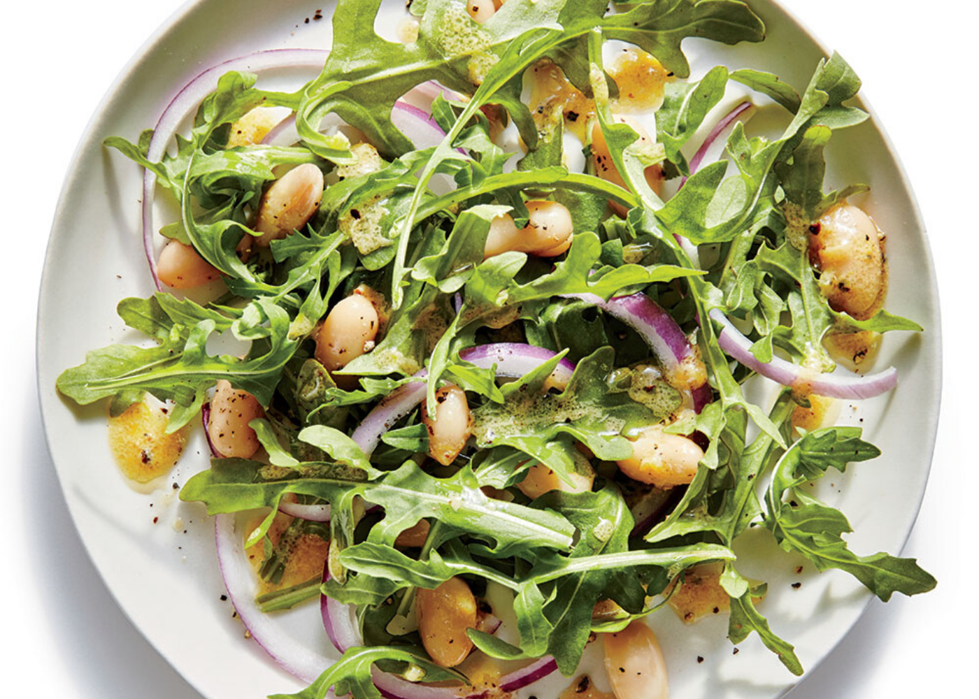 Lemony white bean and arugula salad