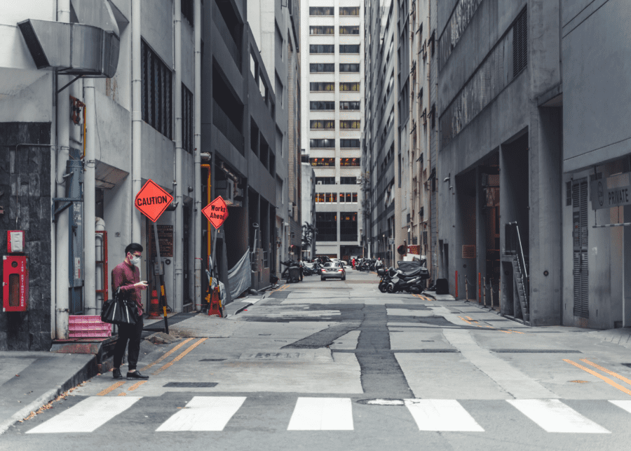 man wearing mask on street | phase 3 singapore