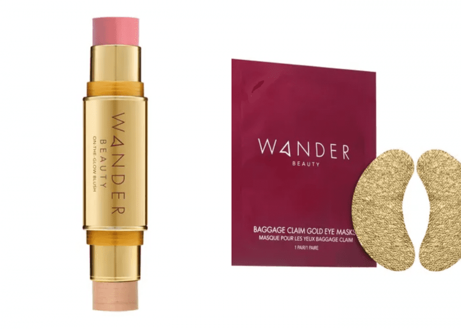 Wander-beauty-Baggage Claim Gold Eye Masks- On-the-Glow Blush and Illuminator