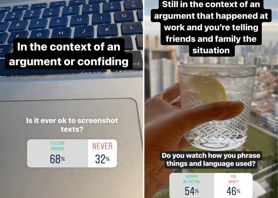 ok to screenshot texts | IG polls