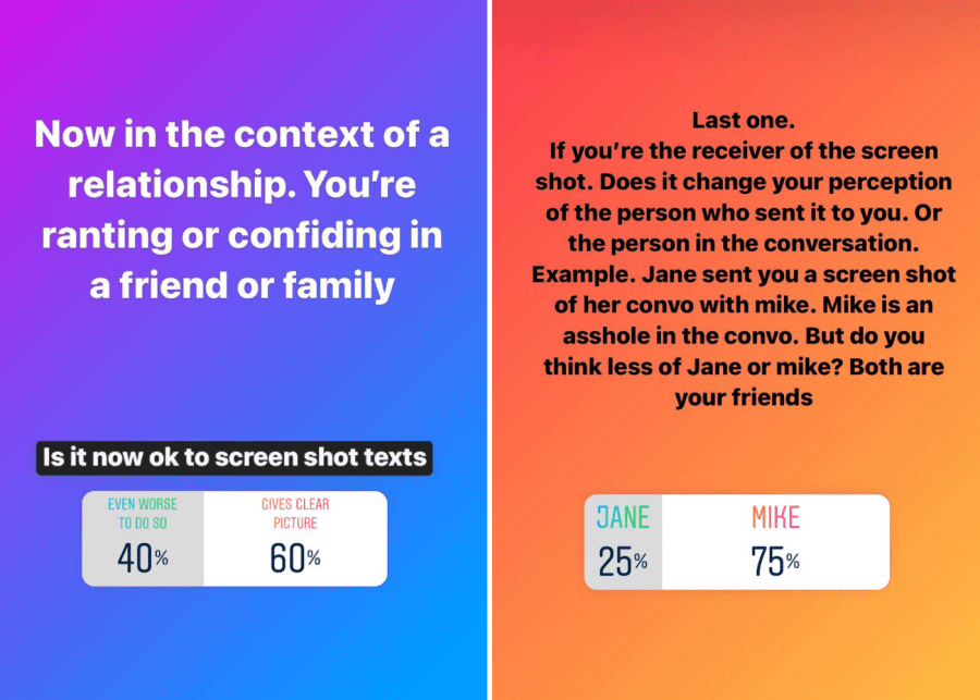 ok to screenshot texts | jill instagram story