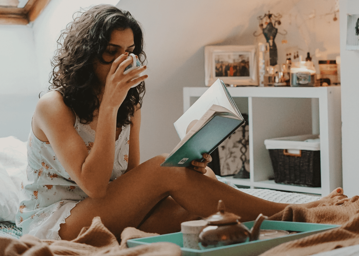 self care routines | woman drinking tea