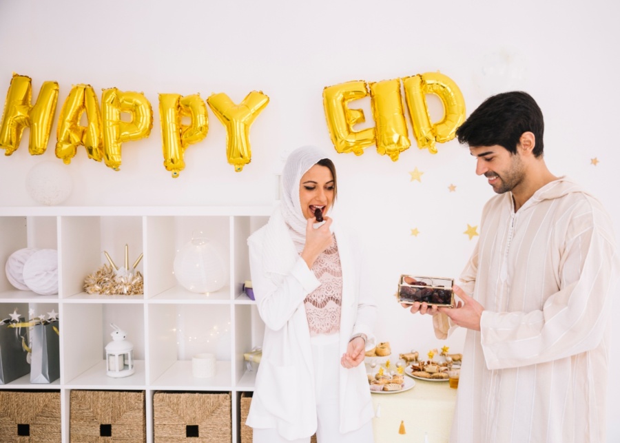 Muslim couple celebrating Eid