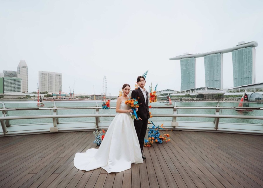 Best outdoor wedding venues in Singapore - Monti - couple posing on the rooftop deck