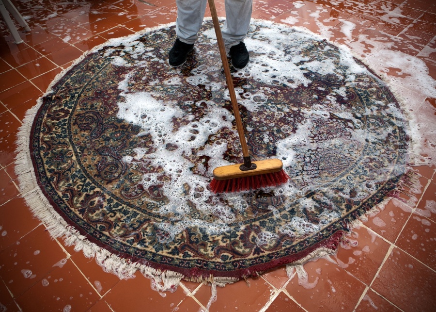 Best carpet cleaning services in Singapore - Jehan Gallery round rug washing