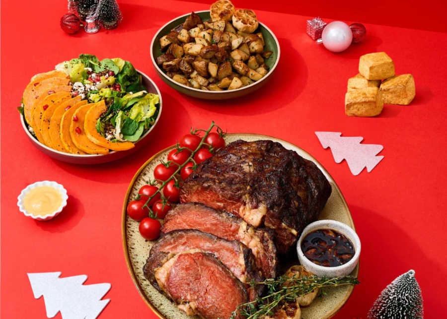 Best Christmas food delivery in Singapore 2025 - Little Farms prime rib roast ribs festive set with pumpkin feta salad and duck fat roasted potatoes
