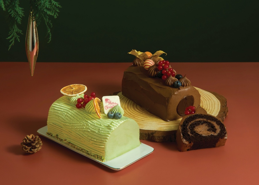 Best Christmas log cakes in Singapore 2025 - Cedele pistachio orange rhapsody and flourless chocolate log cakes