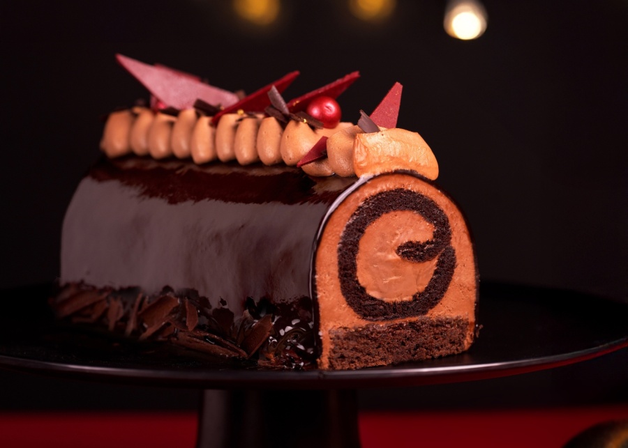 Best log cakes in Singapore for Christmas 2025 - Cat & the Fiddle - Dark Chocolate Log Cheesecake