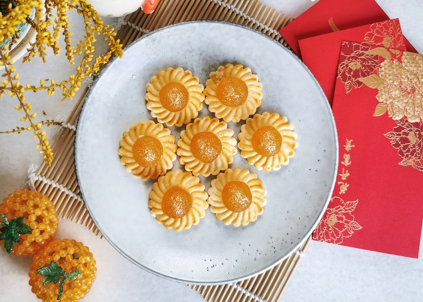 Best pineapple tarts in Singapore for CNY 2026 - A top-down view of the Lunar New Year goodies