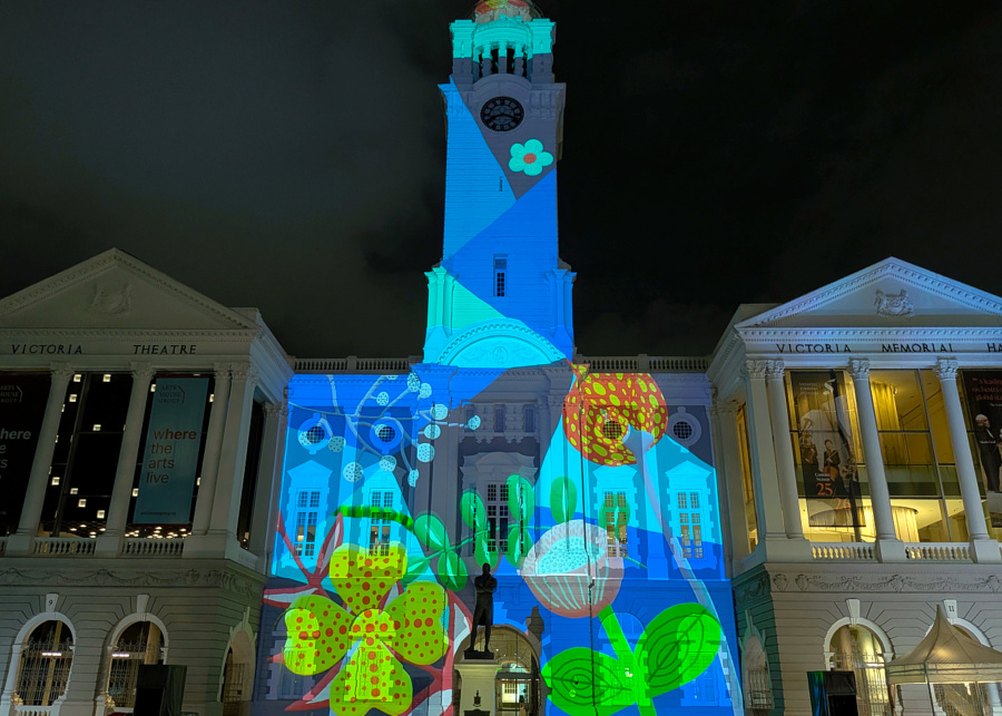 Flower Power facade projection | Light to Night 2026 Singapore