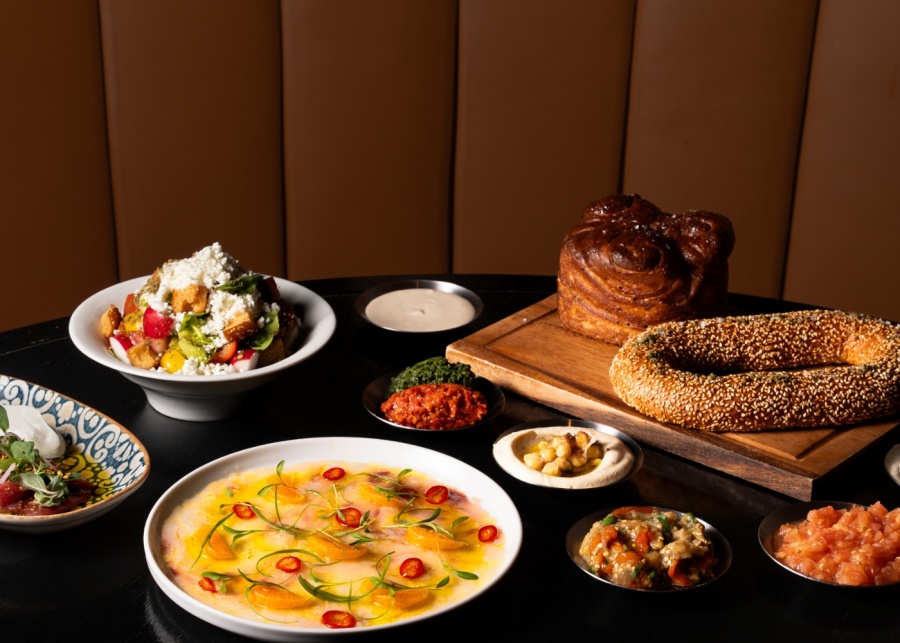 Best Mediterranean food in Singapore - Aniba spread of Middle Eastern food and bread