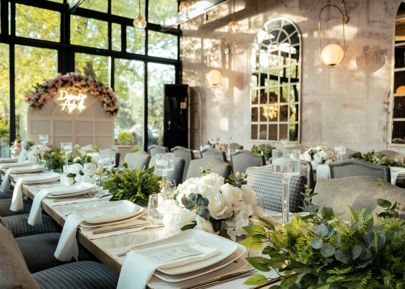 Best wedding venues in Singapore - A formal table arrangement with flowers