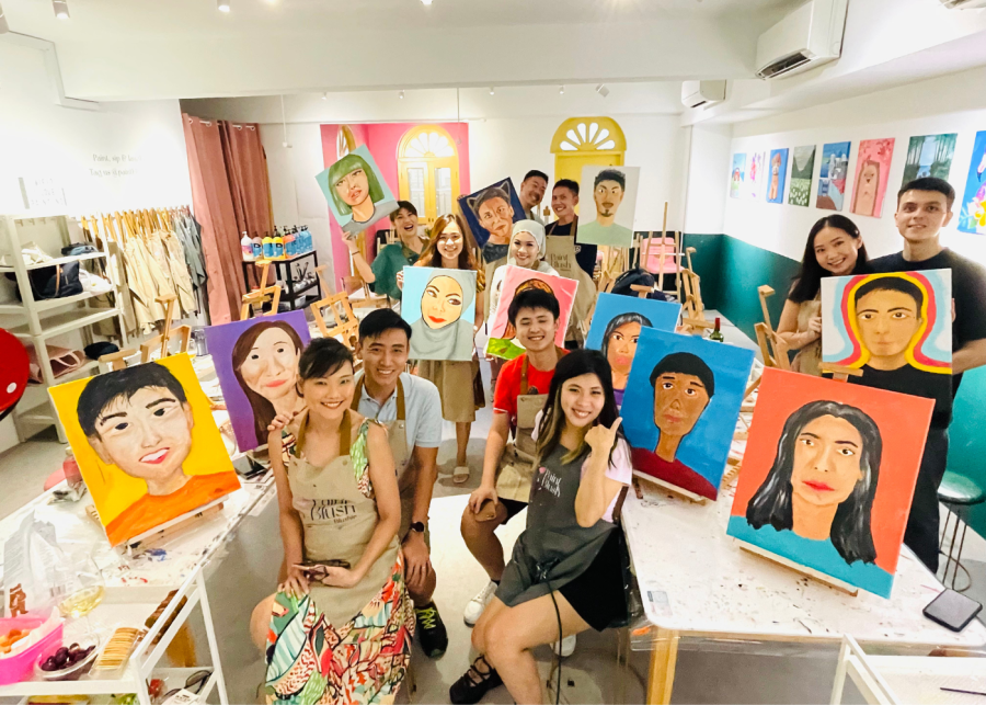 date ideas singapore | paintblush sip and paint couple session