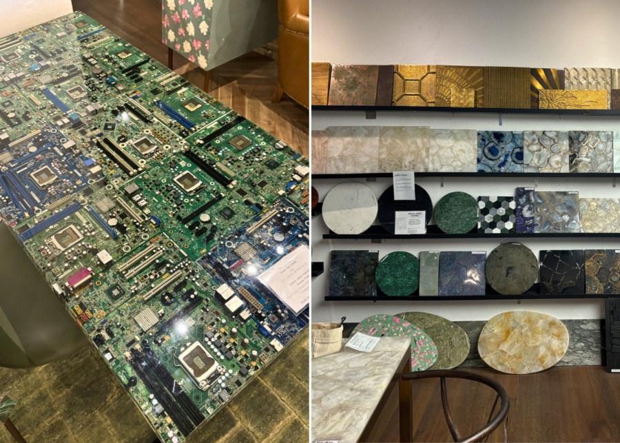 Tan Boon Liat Building - Ipse Ipsa Ipsum upcycled table made of motherboards and material showcase