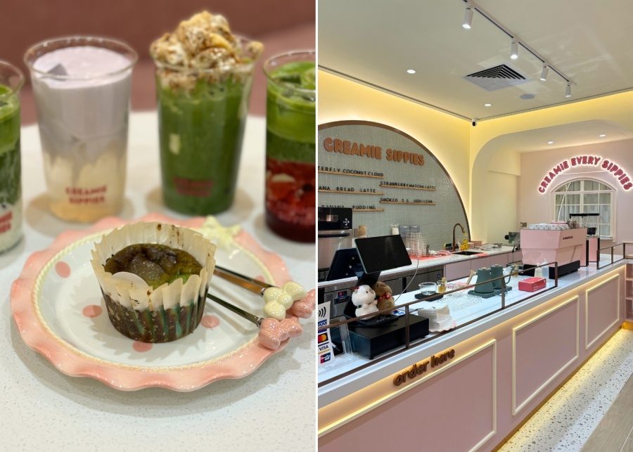 Creamy Sippies' seasalt basque cheesecake and interior | New cafes in Singapore 2025