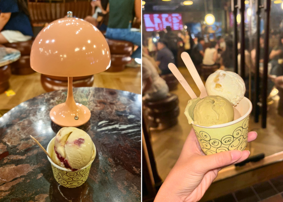 Enjoying Mondo's blue cheese and candied pear gelato | New cafes in Singapore 2025