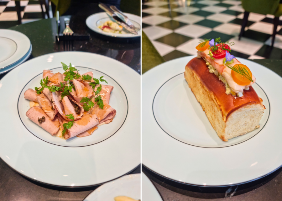 Prada Caffe's veal with tuna sauce and lobster roll with dill mayonnaise | New cafes in Singapore 2025
