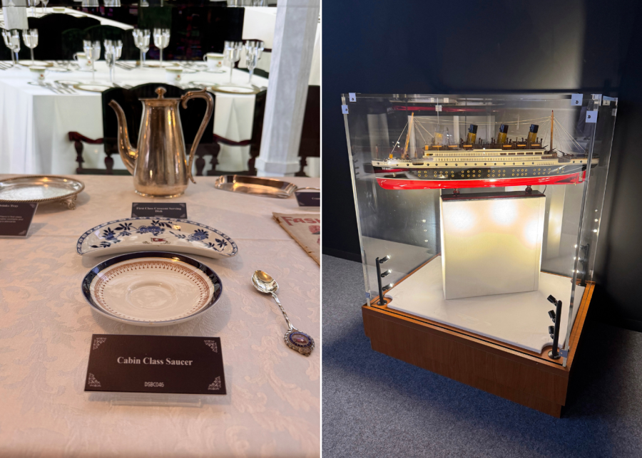 titanic singapore exhibition model ship and silverware