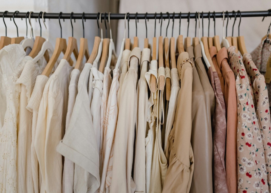 Eczema - Clothing rack with a variety of clothes hanging
