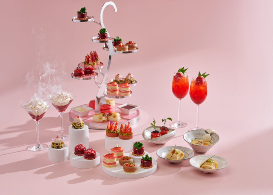 Lobby Lounge at Conrad Singapore Marina Bay strawberry edit afternoon tea set