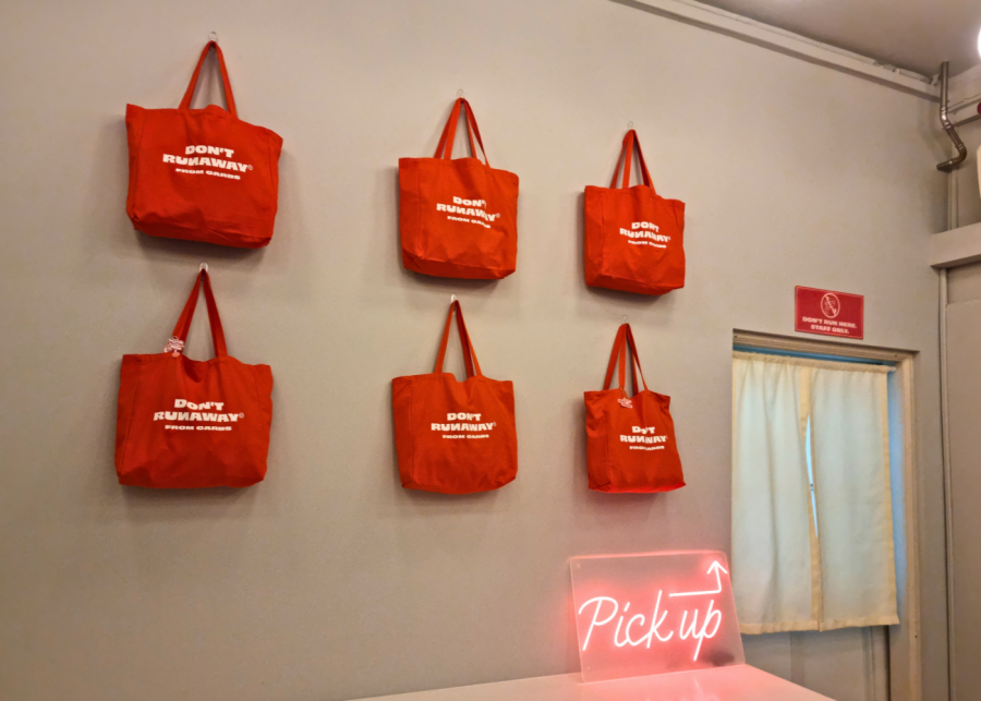 Tote bags on display | Don't Runaway, free sandwich pop-up at Joo Chiat