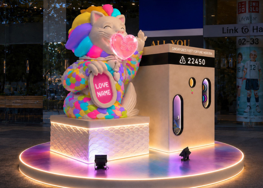 Artist impression of The Blooming Hearts Fortune Merlion | Singapore Night Festival 2026