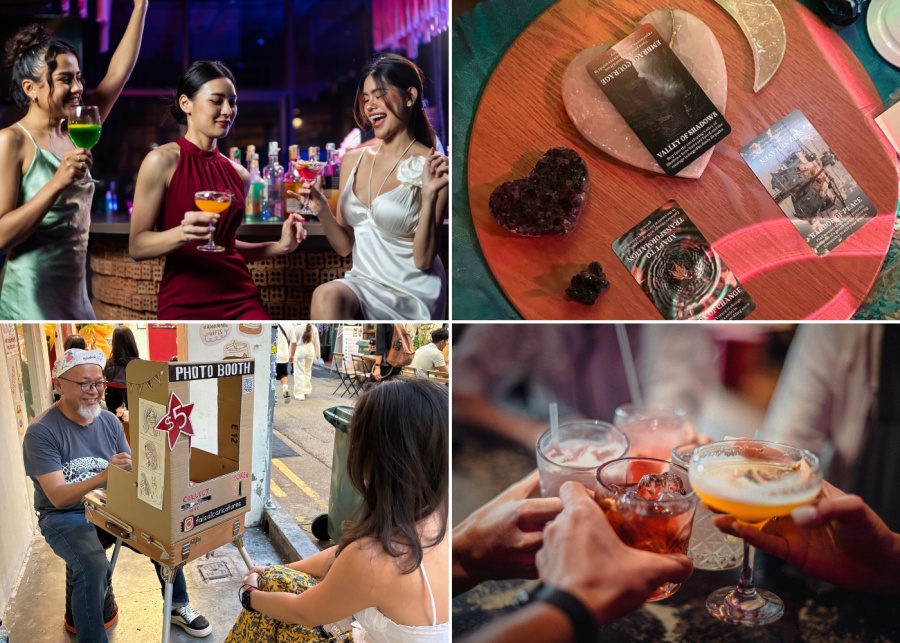 Girls-Night-Out-Cocktail-Masterclass-Girls-partying-with-cocktails-oracle-readings-by-NARR-Faizal-Caricatures-people-toasting