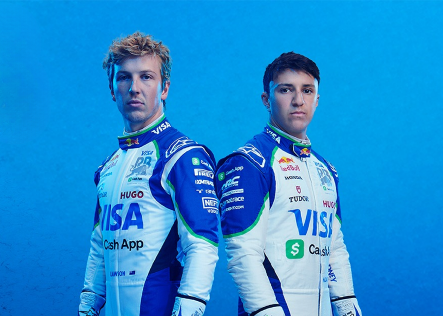 liam lawson isack hadjar racing bulls ion orchard - f1 drivers in singapore