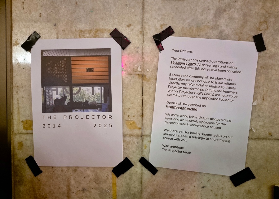 Farewell notice at The Projector | The Projector's sudden closure in Singapore