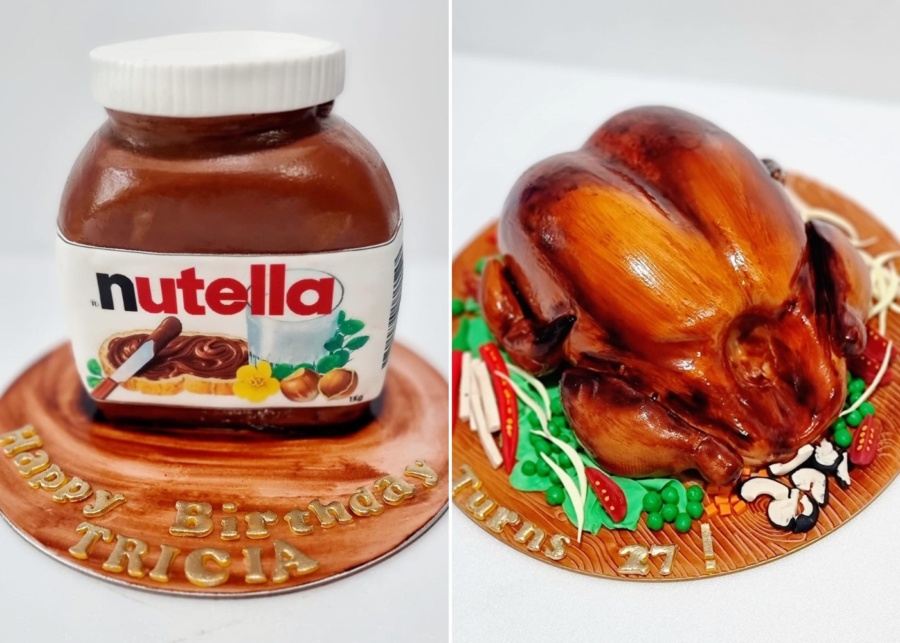 Best birthday cakes in Singapore - Sooperlicious Nutella and roast chicken hyper-realistic cakes