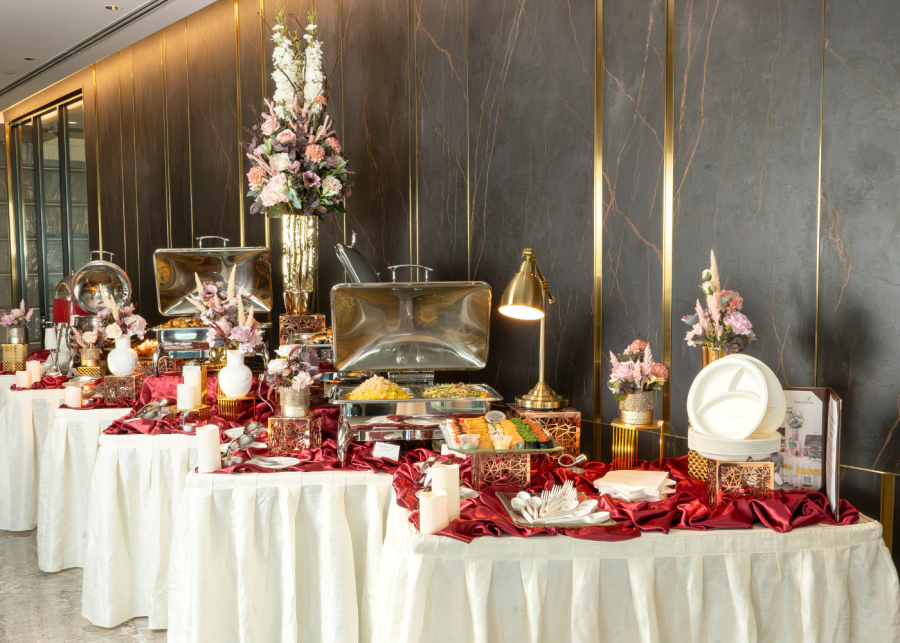 Best catering services in Singapore - Kryston Catering full buffet setup with decorations