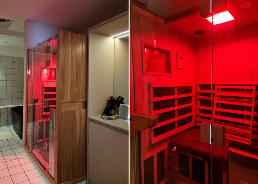 Private suite and close-up of infrared sauna booth | Hideaway at New Bahru