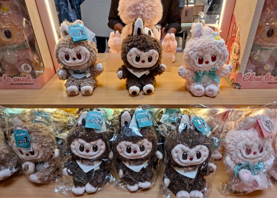 Labubu and Mokoko hand puppets | Pop Land pop-up store in Singapore