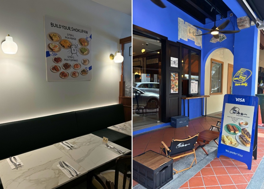 All Hands Cafe review - Cafe interior and cobalt-blue facade