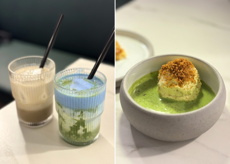 All Hands Cafe review - Peanut butter hojicha latte, blue spirulina matcha and matcha banana pudding