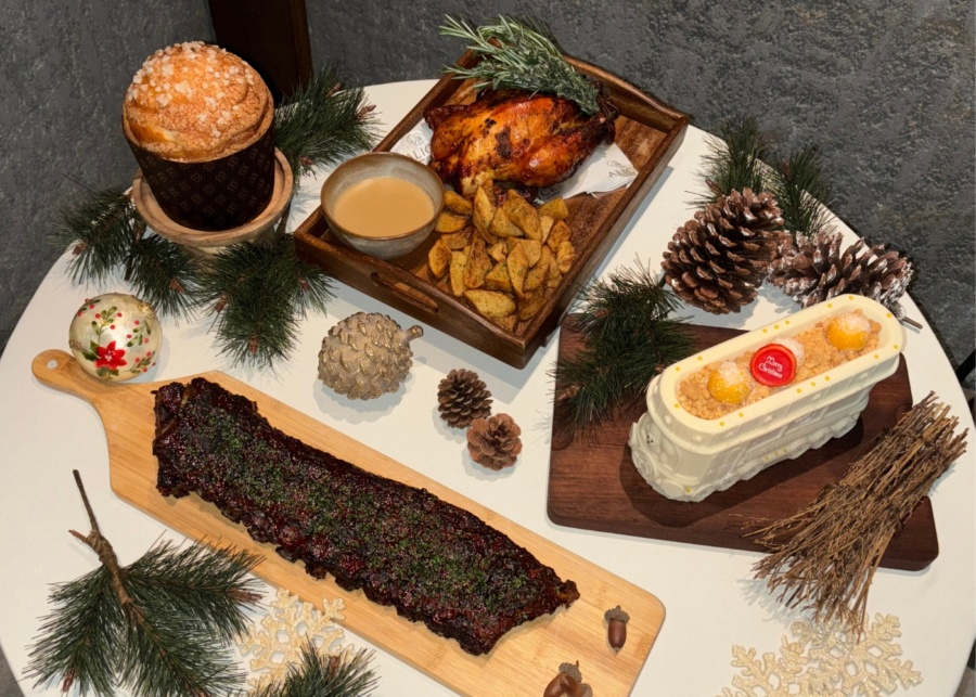 Best Christmas lunch and dinner in Singapore - Alice Boulangerie Spanish baby back ribs, roasted French poulet, Alice Christmas log cake, Christmas panettone