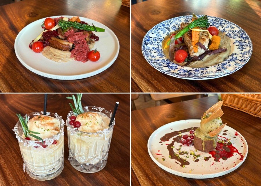 Best Christmas lunch and dinner in Singapore - Surrey Hills Grocer savoury dishes, mocktails and pistachio chocolate cake