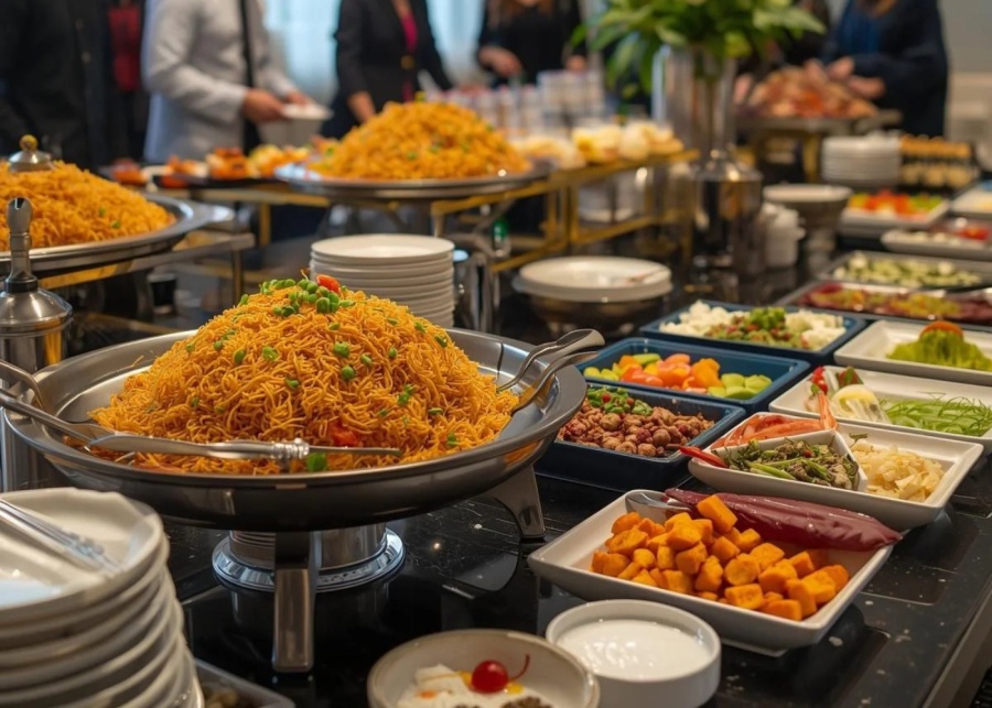 Best halal buffet catering in Singapore - Saffrons biryani catering spread