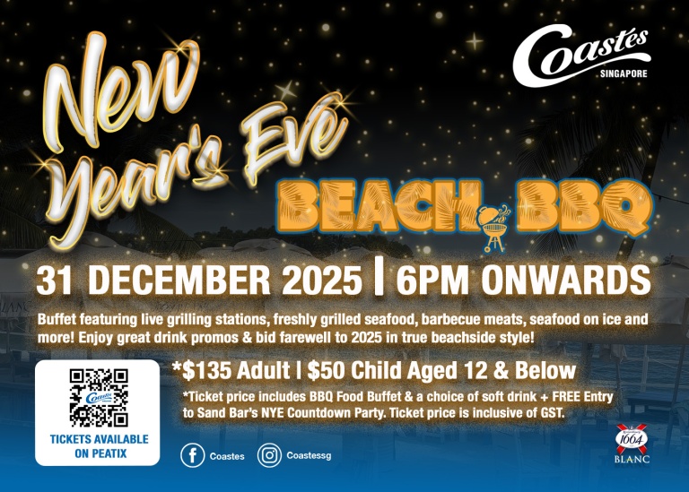 Coastes’ NYE All-You-Can-Eat Beach BBQ Buffet on Sentosa | Honeycombers