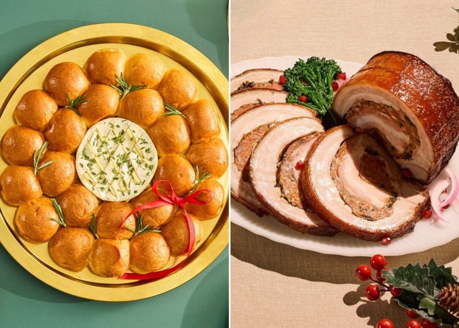 Cold Storage Christmas menu 2025 - Golden camembert brioche wreath and porchetta with chorizo