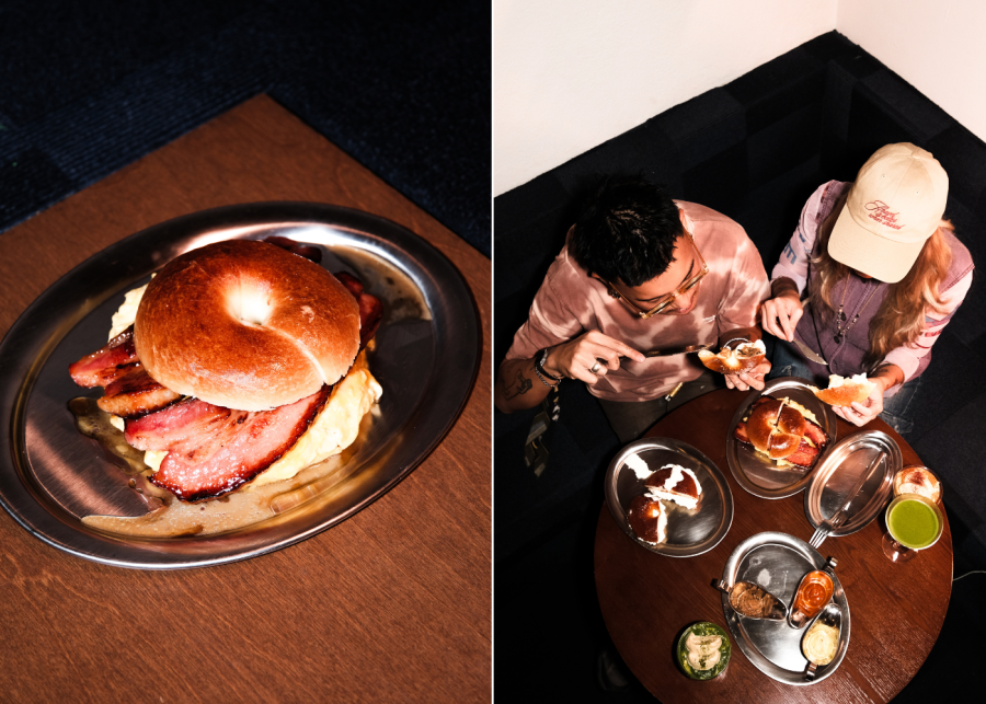 b for bagel popup at average service singapore | maple bacon bagel