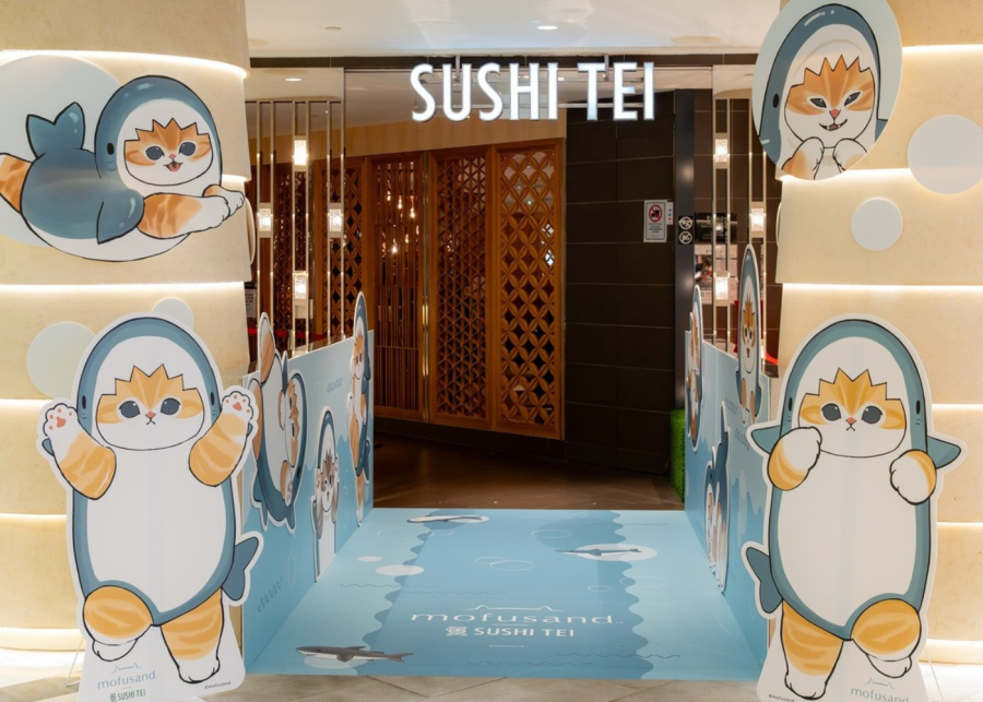 mofusand cat in singapore sushi tei